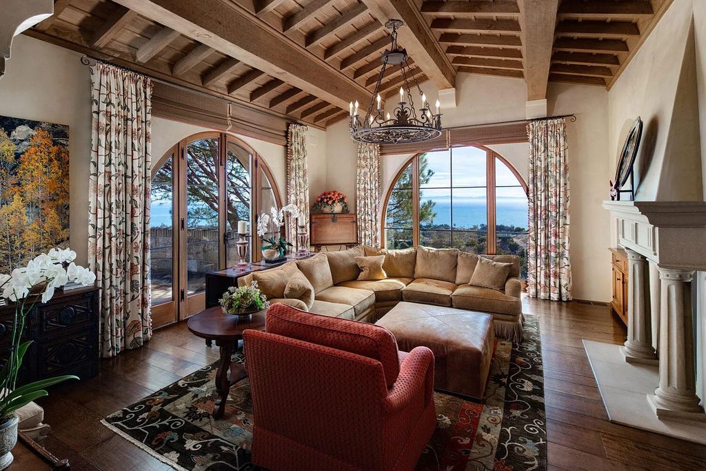 550 Freehaven Drive Home in Santa Barbara, California. This stunning estate, built in 2007, features 5 bedrooms, 7 bathrooms, and 8,117 square feet of luxurious living space on a sprawling 21.56-acre lot. Enjoy breathtaking views of the ocean, mountains, and Montecito's iconic natural beauty from every corner of the property.