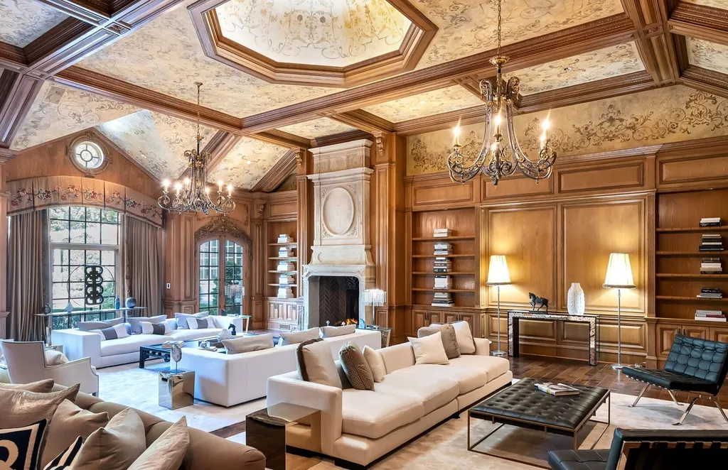 887 Closter Dock Road Home in Alpine, New Jersey. This extraordinary architectural triumph harmoniously blends classic European design with a contemporary touch. Set within an expansive 8-acre property, this magnificent home boasts approximately 35,000 sqft of living space, including the lower level. Prepare to be captivated by the grandeur of the dramatic foyer, generously sized rooms, and an abundance of natural light throughout. With 10 spacious bedroom en suites, 17 bathrooms, a chef's kitchen, formal dining room, family room, and a spectacular great room with a custom bar, every corner of this estate exudes luxury. 