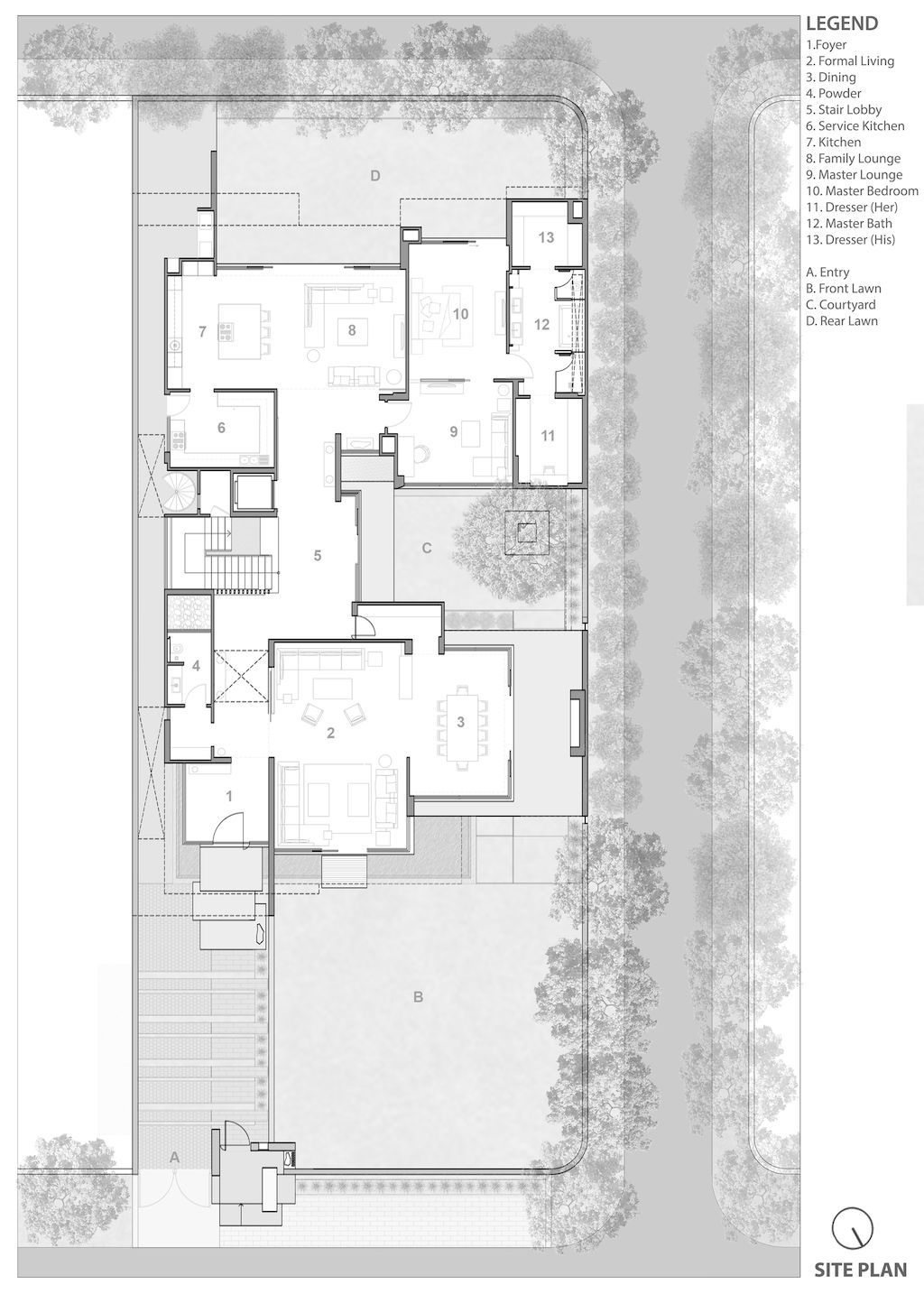 Corner House Connected to Well landscaped Outdoors by DADA Partners 16