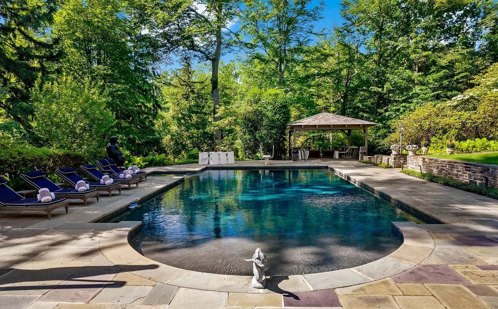 Luxurious $13.9M Property in Gladwyne, PA Surrounded by Serene Greenery and Grand Architecture with Top-Notch Amenities