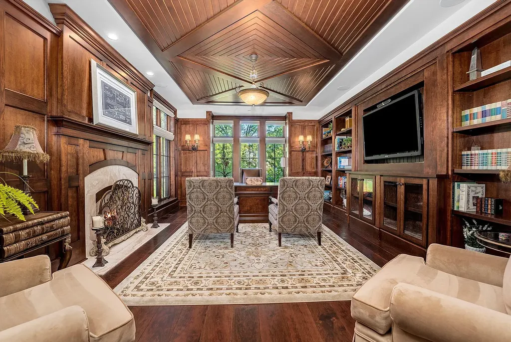 1112 Shamrock Court Home in Naperville, Illinois. Welcome to your own private resort-like manor in Naperville, one of America's top suburbs. This custom-built home by David Knecht offers over 21,000 square feet of luxury living space, including 7 bedrooms and 9.3 baths. The stunning exterior features Tudor-style brick and limestone, while the interior boasts top-of-the-line finishes and amenities. 
