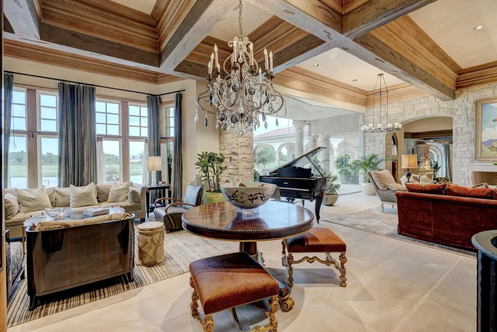 14200 Gaillardia Lane Home in Oklahoma City, Oklahoma. Nestled within the prestigious and privately gated Gaillardia Estates, this extraordinary estate designed by Jim Frazier is a true masterpiece. Situated on 3 private acres, it offers breathtaking panoramic views of holes #3 and #10 on the acclaimed Arthur Hill's Gaillardia Golf Course.