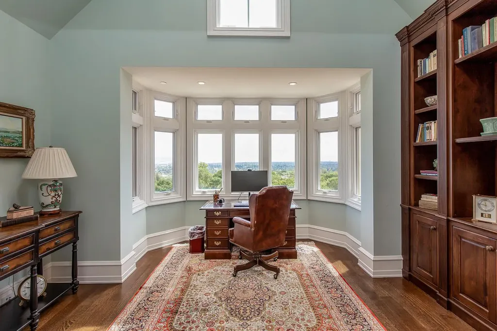 490 Las Pulgas Drive Home in Woodside, California. Step into a world of opulence and European elegance in this extraordinary residence situated on 5.32 acres of private gated land. Crafted with impeccable attention to detail by renowned builder Markay Johnson in 2014, this home offers breathtaking views of the San Francisco Bay. 