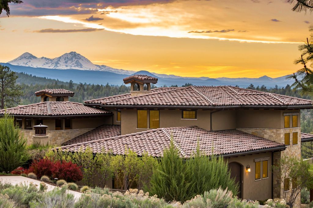 Breathtaking Panoramic Cascade Mountain Views and Rustic Elegance Define this $4.1M Luxurious Custom Home in Bend, OR
