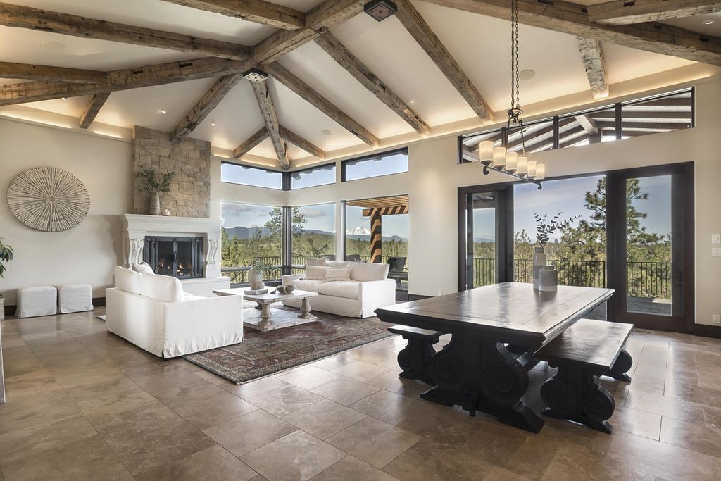 Breathtaking Panoramic Cascade Mountain Views and Rustic Elegance Define this $4.1M Luxurious Custom Home in Bend, OR