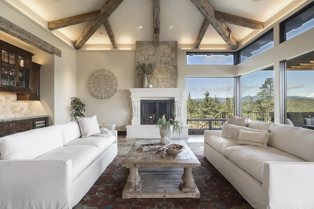 Breathtaking Panoramic Cascade Mountain Views and Rustic Elegance Define this $4.1M Luxurious Custom Home in Bend, OR