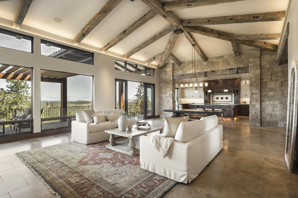 Breathtaking Panoramic Cascade Mountain Views and Rustic Elegance Define this $4.1M Luxurious Custom Home in Bend, OR