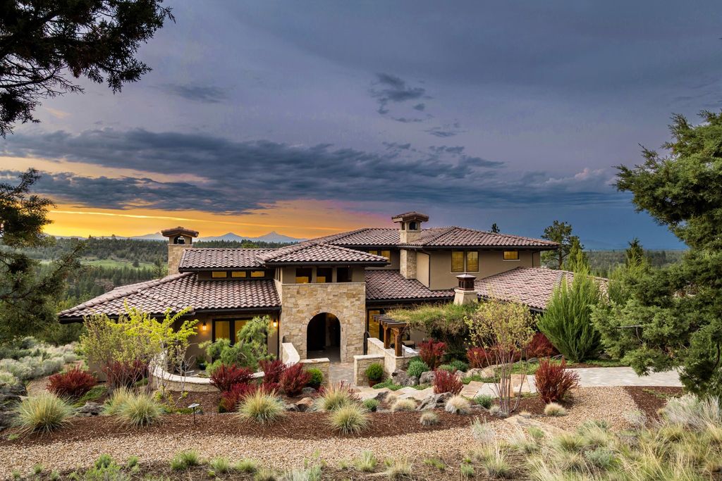 Breathtaking Panoramic Cascade Mountain Views and Rustic Elegance Define this $4.1M Luxurious Custom Home in Bend, OR