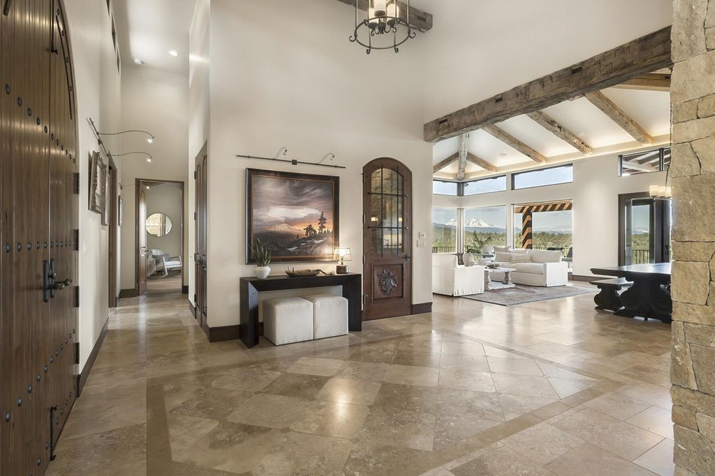 Breathtaking Panoramic Cascade Mountain Views and Rustic Elegance Define this $4.1M Luxurious Custom Home in Bend, OR