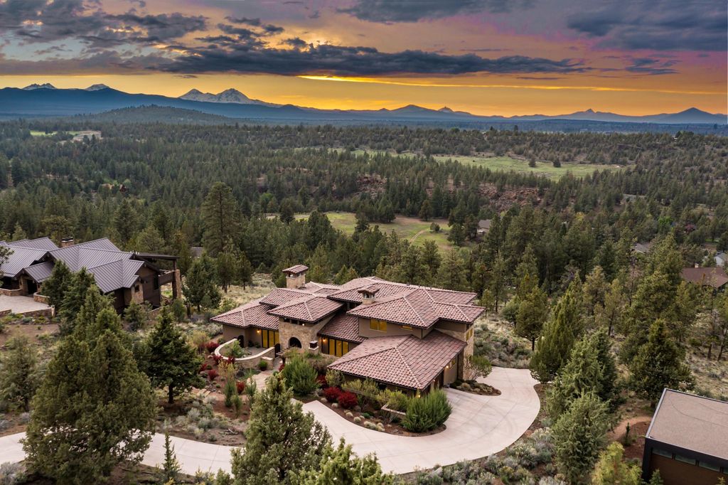 Breathtaking Panoramic Cascade Mountain Views and Rustic Elegance Define this $4.1M Luxurious Custom Home in Bend, OR