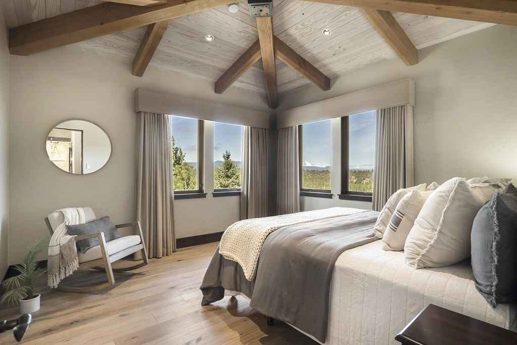 Breathtaking Panoramic Cascade Mountain Views and Rustic Elegance Define this $4.1M Luxurious Custom Home in Bend, OR