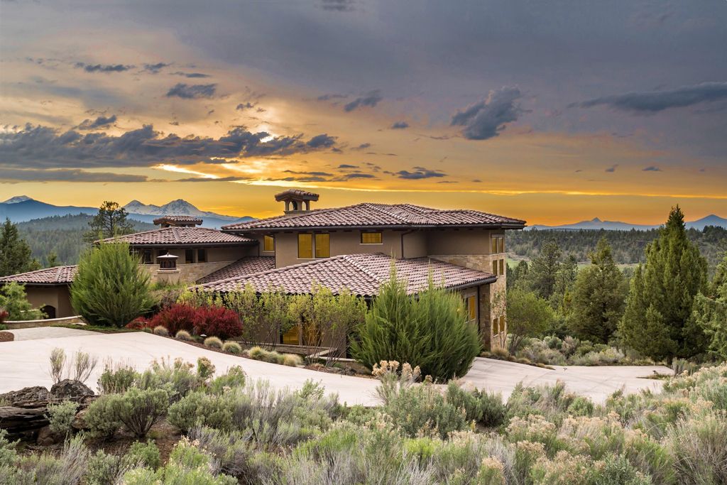 Breathtaking Panoramic Cascade Mountain Views and Rustic Elegance Define this $4.1M Luxurious Custom Home in Bend, OR
