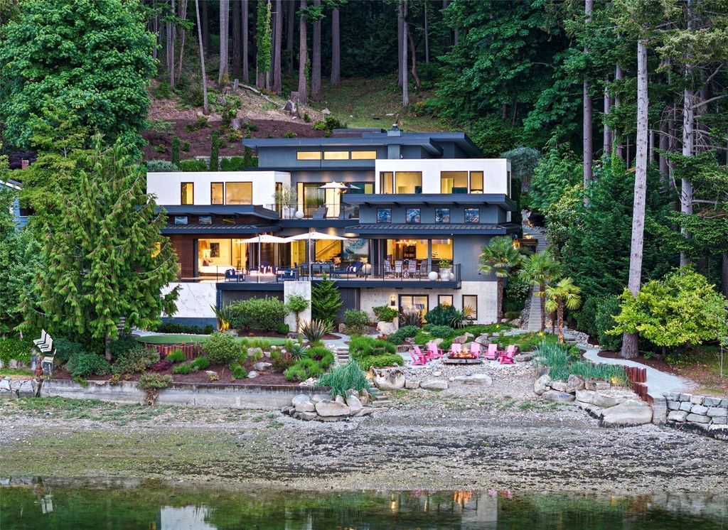 Stunning Gig Harbor, WA Home with 100' Low Bank Waterfront and Luxury Finishes Asking $6.6M
