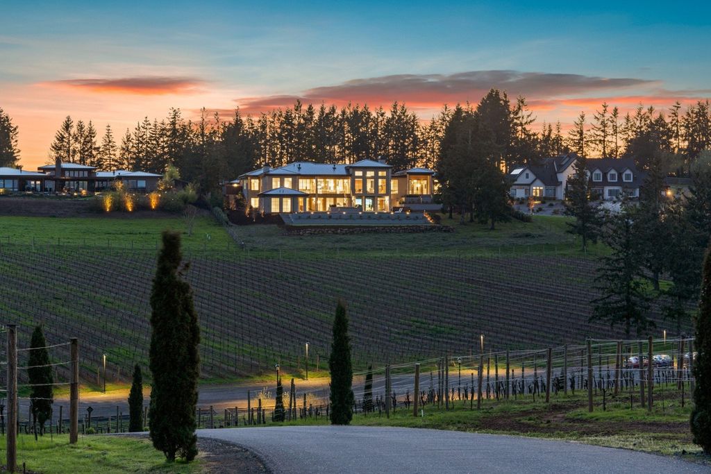 Vineyard Estate with Mt Hood Views and Napa-Inspired Ambiance in West Linn, OR Offered at $6.25M
