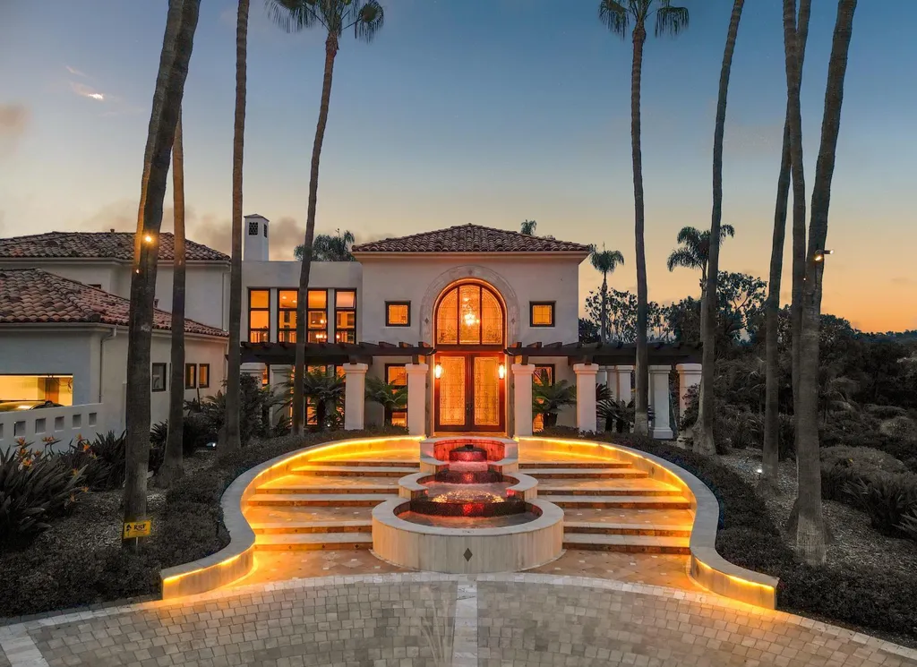 16756 Los Morros Home in Rancho Santa Fe, California. Explore this magnificent Mediterranean estate in Rancho Santa Fe's coveted Covenant. Situated on nearly two acres of lush grounds, this grand residence effortlessly combines opulence with a welcoming ambiance. With impressive features including a paradise pool, gourmet kitchen, spacious living areas, and luxurious amenities, this estate offers the epitome of refined living. Discover a luxurious retreat that seamlessly blends grandeur, comfort, and sophistication in one of Southern California's most prestigious neighborhoods.