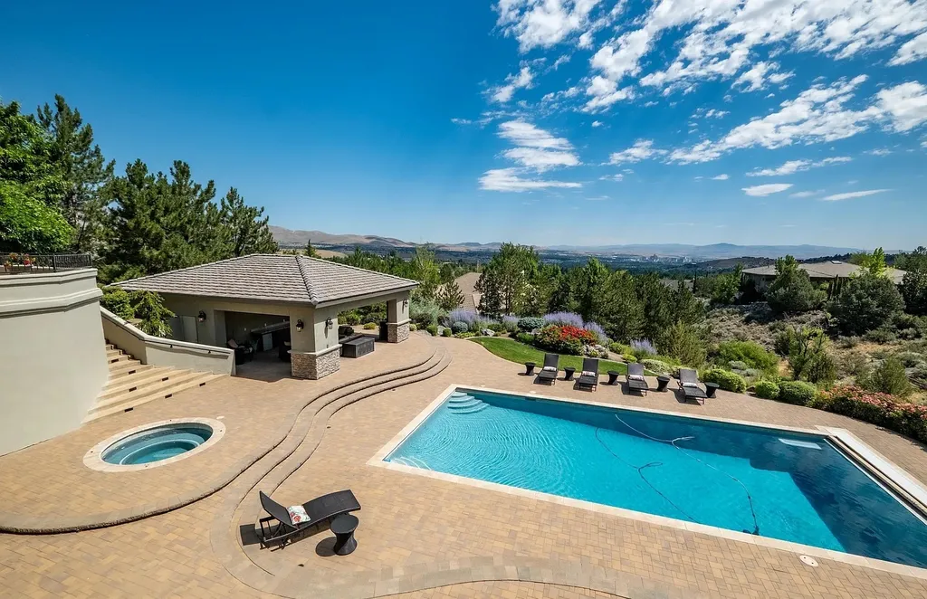 Discover the exquisite luxury of Eagle's Nest, a unique and meticulously designed estate in the prestigious gated community. Enjoy panoramic views, soaring ceilings, and a perfect blend of modern comfort and timeless elegance. This magnificent property features a chef's kitchen, a wine cellar, a resort-style pool area, and much more. 