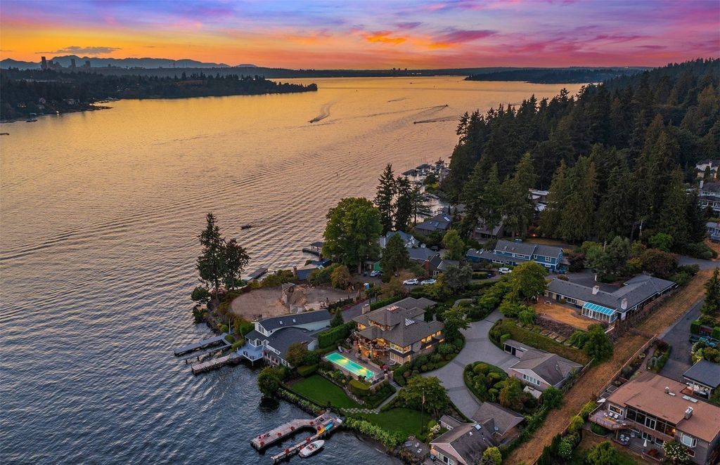 Experience the Epitome of Waterfront Luxury - $11.875 Million Private Gated Estate at Bellevue, Washington