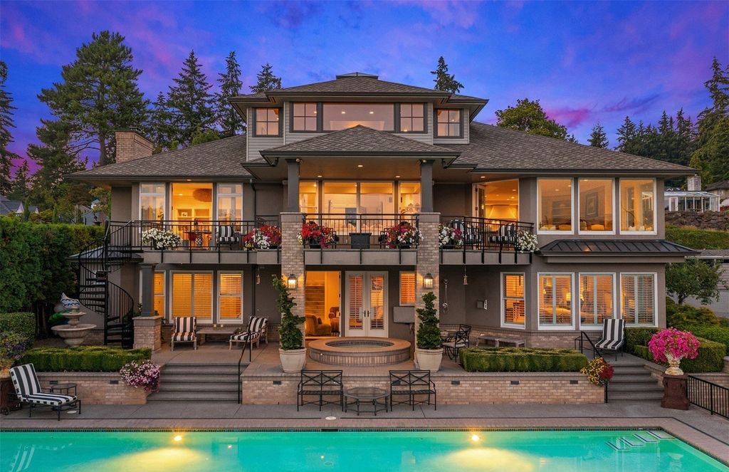 Experience the Epitome of Waterfront Luxury - $11.875 Million Private Gated Estate at Bellevue, Washington