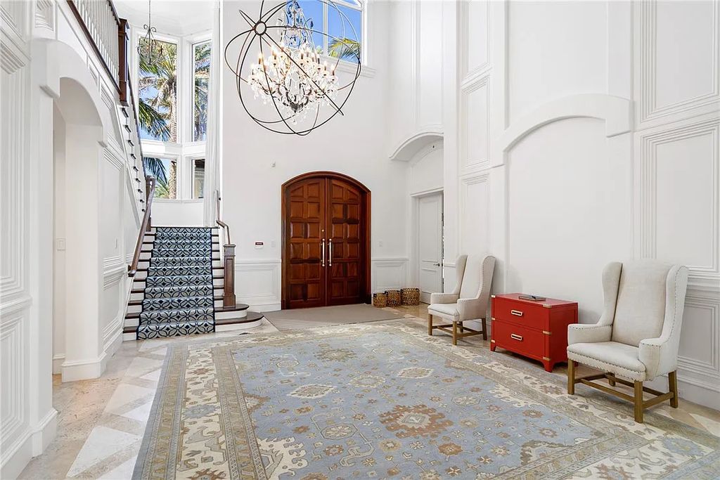 Discover the OLD RIOMAR OCEANFRONT ESTATE at 1736 Ocean Drive, Vero Beach, Florida. This grand home offers 6 bedrooms, 8.5 bathrooms, gym, resort-style pool, and a 2,000+ SF garage within its 12,500 SF area, set on a 0.66-acre lot with stunning views of the Atlantic.
