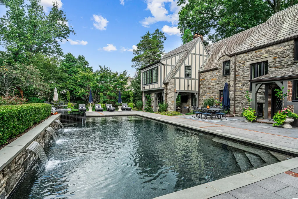 1 Blakeley Road Home in Haverford, Pennsylvania. Step into the elegance of the 1930s with this captivating residence nestled in the sought-after Merion Golf neighborhood. Meticulously renovated with sophistication, the home boasts beautiful materials, exquisite craftsmanship, and luminous designs throughout. 