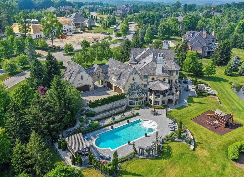 Captivating Entertainment Haven: Normandy French Tudor Estate on the Market for $6.999 Million in Michigan
