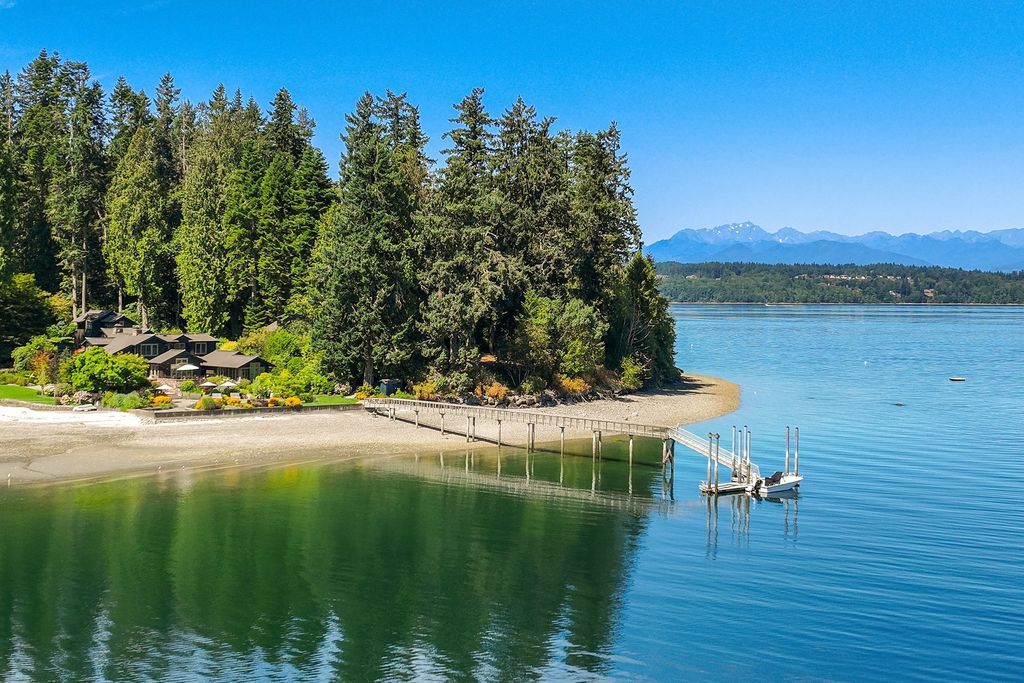 Washington's Coastal Gem: Architectural Masterpiece on White Sand along Manzanita Bay Shoreline, Listed at $7.8 Million