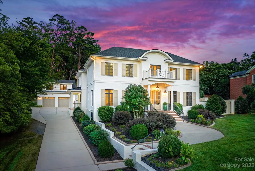 This stately transitional Myers Park home is situated on a large lot and features a spacious floor plan, a gourmet kitchen, a large pool with hot tub and water features, a newly built pool house with full bathroom, laundry, and outdoor patio with fireplace, and a newly built sport court that can act as a basketball court, pickleball court, volley ball, and tennis court. It is conveniently located to everything!