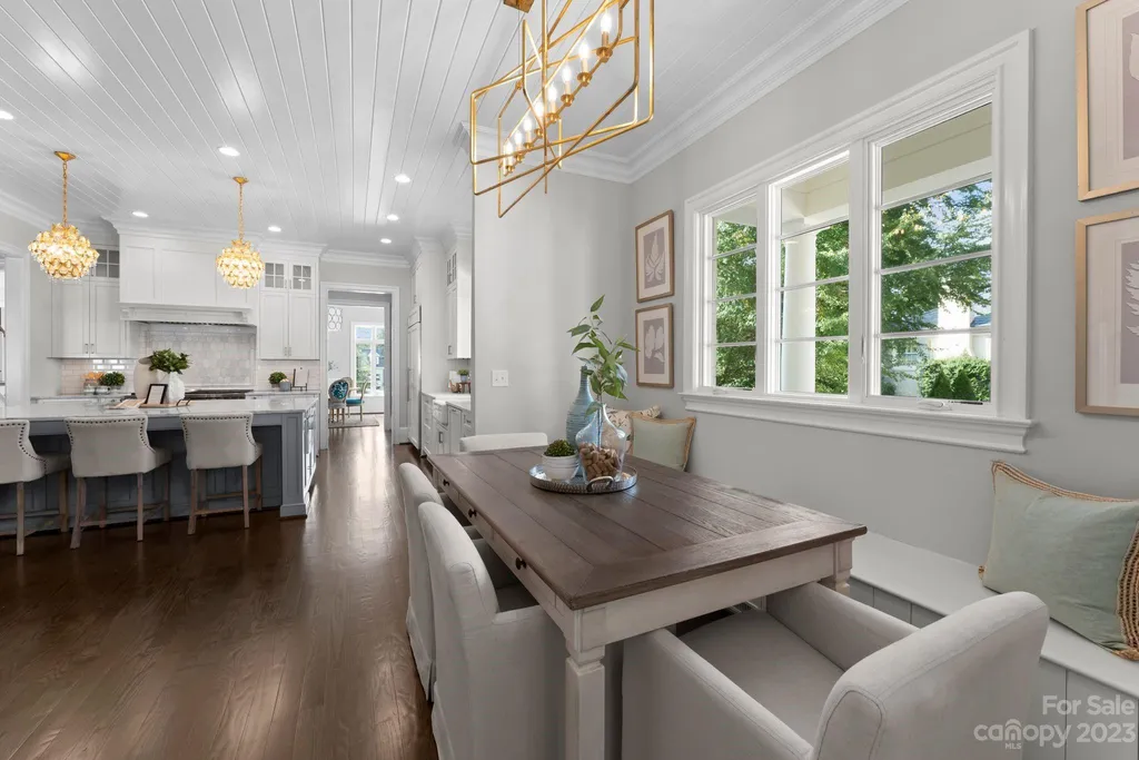 This stately transitional Myers Park home is situated on a large lot and features a spacious floor plan, a gourmet kitchen, a large pool with hot tub and water features, a newly built pool house with full bathroom, laundry, and outdoor patio with fireplace, and a newly built sport court that can act as a basketball court, pickleball court, volley ball, and tennis court. It is conveniently located to everything!