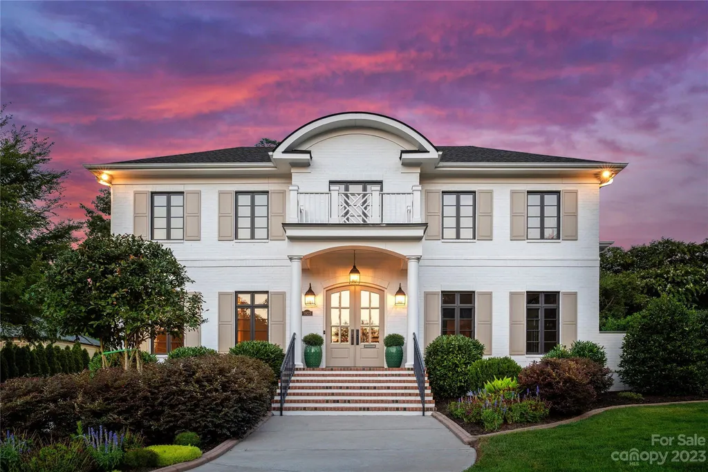 This stately transitional Myers Park home is situated on a large lot and features a spacious floor plan, a gourmet kitchen, a large pool with hot tub and water features, a newly built pool house with full bathroom, laundry, and outdoor patio with fireplace, and a newly built sport court that can act as a basketball court, pickleball court, volley ball, and tennis court. It is conveniently located to everything!