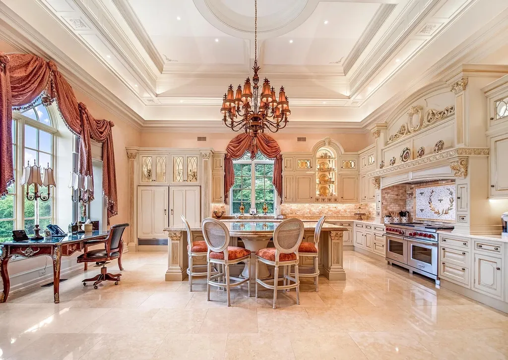 841 Merion Square Road Home in Gladwyne, Pennsylvania. This exceptional French Chateau estate, a rare gem designed by renowned architect F.L. Bissinger, awaits its new owner. Nestled on over 7 private and serene acres in prestigious Gladwyne, this regal compound is surrounded by meticulously manicured gardens, lush grounds, majestic fountains, and towering trees, offering an ambiance of unparalleled grandeur.
