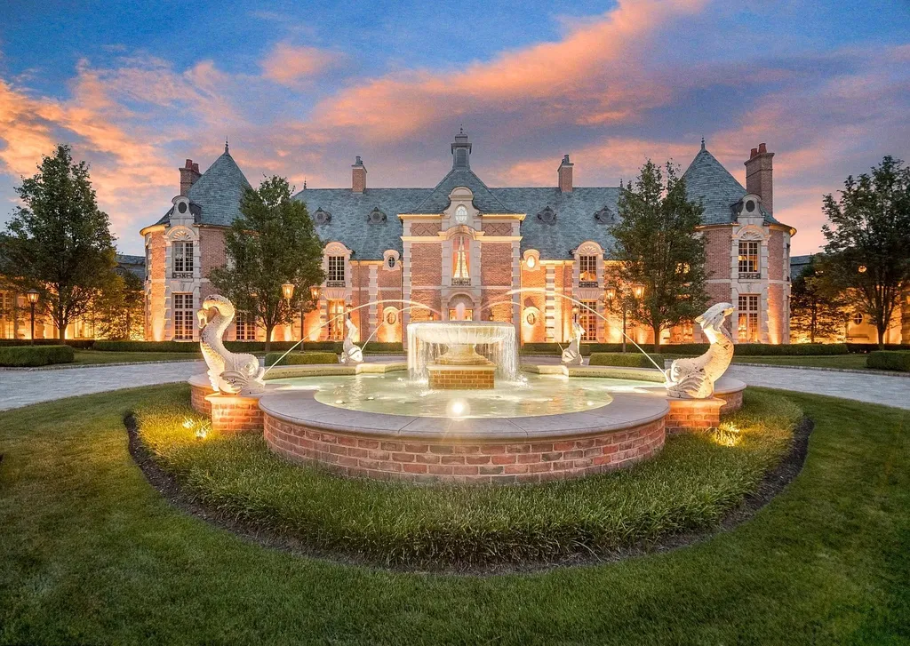 841 Merion Square Road Home in Gladwyne, Pennsylvania. This exceptional French Chateau estate, a rare gem designed by renowned architect F.L. Bissinger, awaits its new owner. Nestled on over 7 private and serene acres in prestigious Gladwyne, this regal compound is surrounded by meticulously manicured gardens, lush grounds, majestic fountains, and towering trees, offering an ambiance of unparalleled grandeur.