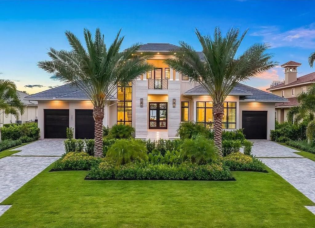 Experience waterfront luxury like never before at 3841 Crayton Road in Naples, Florida. This 5-bedroom, 6-bathroom masterpiece, built in 2023, is the result of a remarkable collaboration between Knauf Koenig, Falconer Jones, and Clive Daniel interior designers.