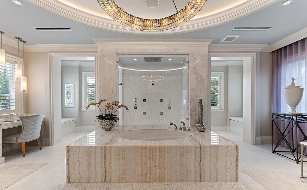 Nestled between the majestic Atlantic Ocean and the tranquil Intracoastal Waterway lies the extraordinary ''Villa Oceano Azul.'' This stunning estate is located in the prestigious estate section of Manalapan, Florida, and embodies the epitome of luxury living.