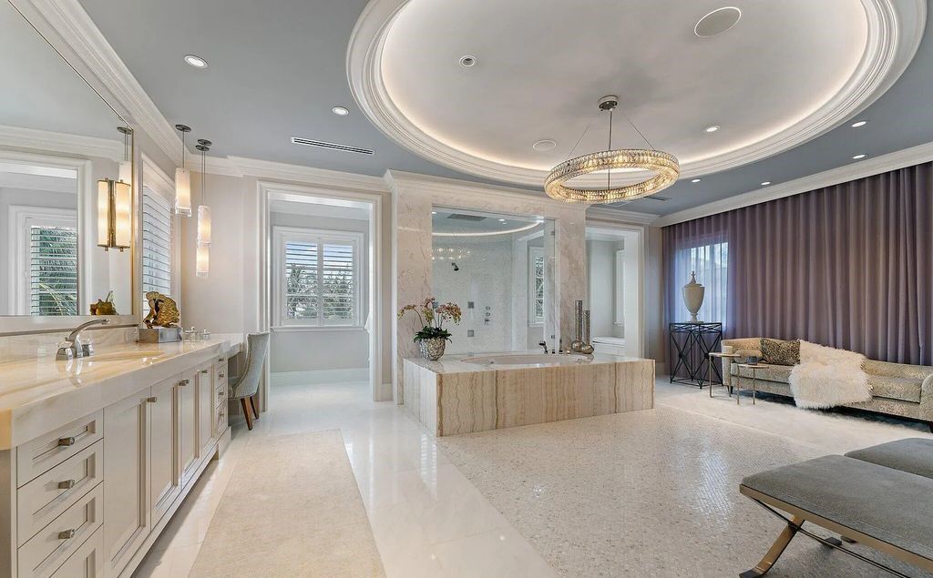 Nestled between the majestic Atlantic Ocean and the tranquil Intracoastal Waterway lies the extraordinary ''Villa Oceano Azul.'' This stunning estate is located in the prestigious estate section of Manalapan, Florida, and embodies the epitome of luxury living.