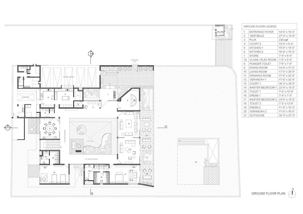 The Monolithic House Features Open & Green Spaces by MODO Designs