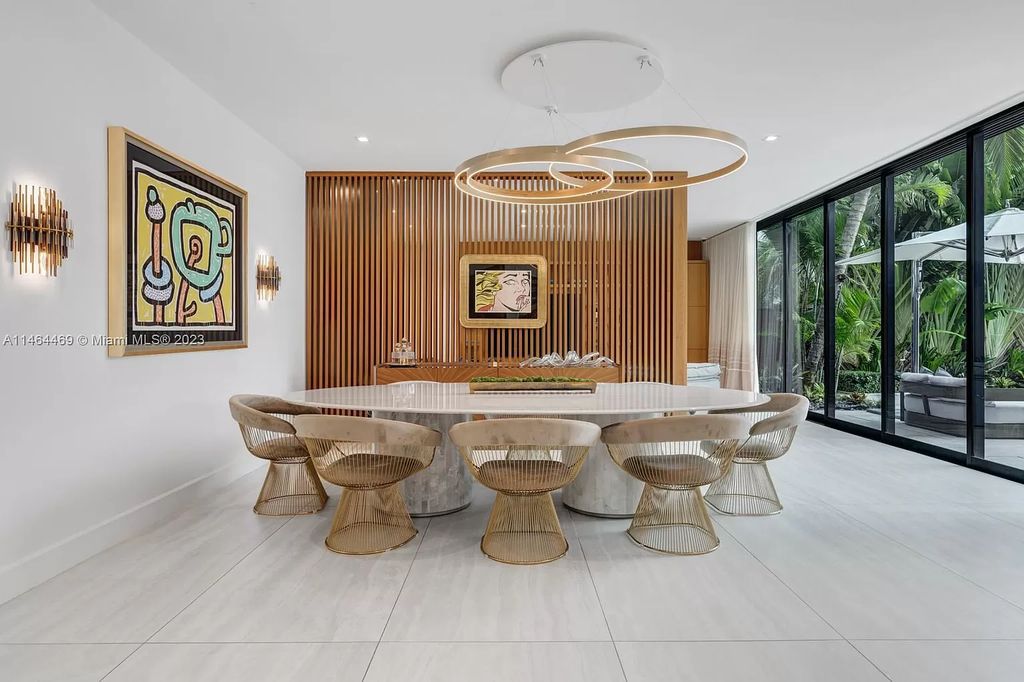 Discover the pinnacle of Miami Beach luxury living at 1142 N Venetian Dr, FL 33139. This 6-bedroom, 6-bath residence spans 6,685 sqft, boasting a seamless blend of contemporary design and comfort. Nestled on the soon-to-be exclusive gated section of the Venetian Islands, this home offers a louvered dining area, media lounge, suede-paneled living salon, and an expansive teak kitchen with Miele & SubZero appliances.