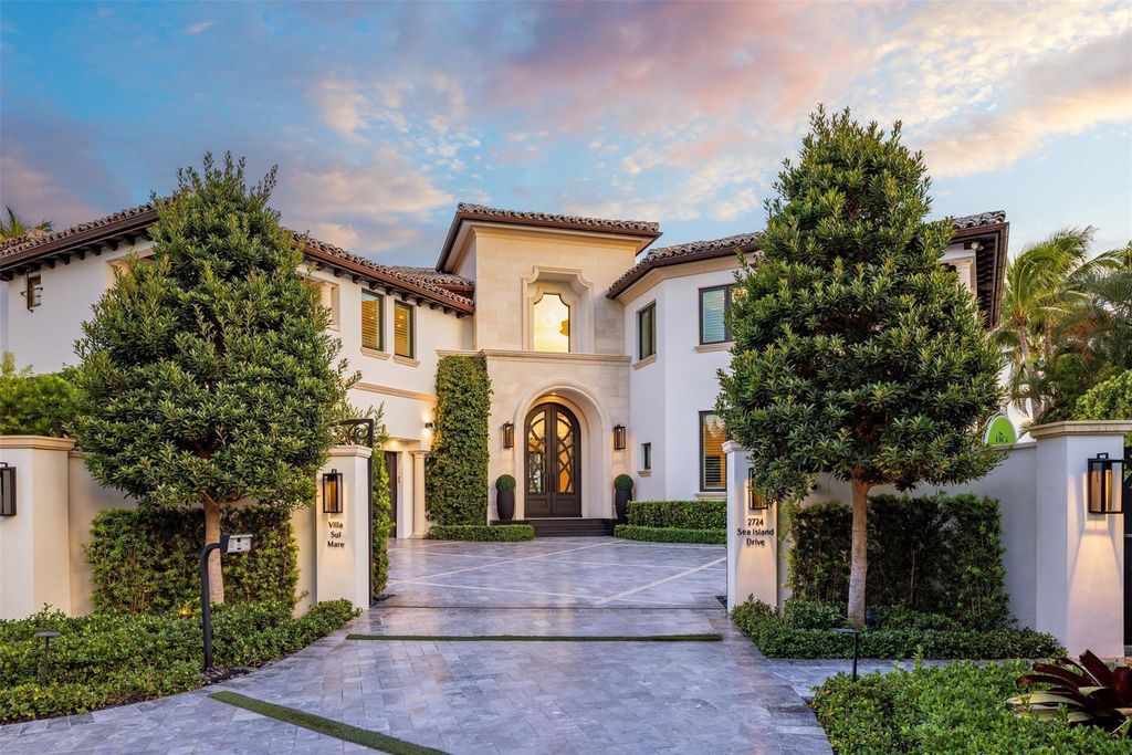 Discover the epitome of luxury waterfront living in this exceptional 6-bedroom, 8-bathroom estate at 2724 Sea Island Dr, Fort Lauderdale. Located in the prestigious Seven Isles neighborhood, this half-acre double lot showcases two pools, covered outdoor spaces, and 325 feet of southeast-exposure waterfront.