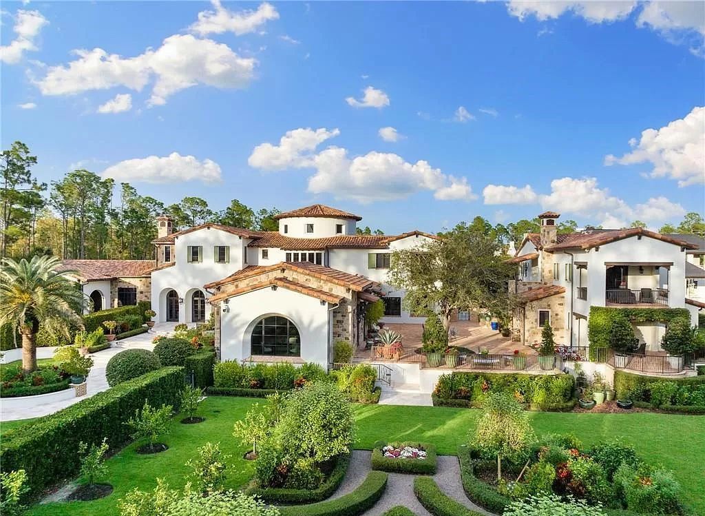 Crafted by London Bay Homes, this 5-bedroom, 8-bathroom masterpiece spans 11,408 square feet on a 1.78-acre lot within the prestigious Mediterra community.