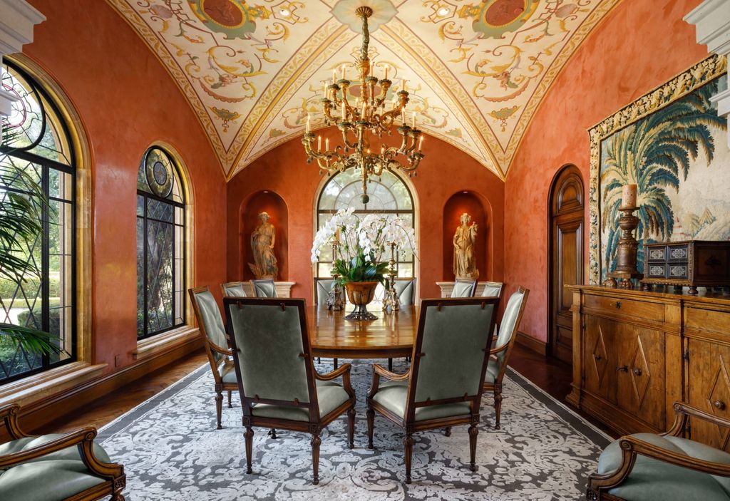 38 Beverly Park Circle Home in Beverly Hills, California. Explore the enchanting Tuscan Villa in the prestigious guard-gated enclave of Beverly Park. This Robert Sinclair masterpiece offers 5 bedrooms, 11 bathrooms, and a host of luxurious features. Nestled on nearly 3 acres, the property boasts mature trees, fountains, and serene walkways.