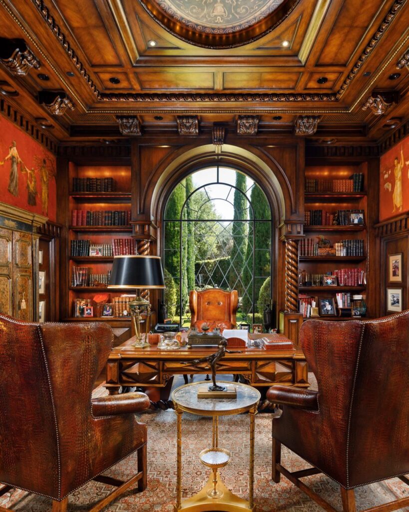 38 Beverly Park Circle Home in Beverly Hills, California. Explore the enchanting Tuscan Villa in the prestigious guard-gated enclave of Beverly Park. This Robert Sinclair masterpiece offers 5 bedrooms, 11 bathrooms, and a host of luxurious features. Nestled on nearly 3 acres, the property boasts mature trees, fountains, and serene walkways.