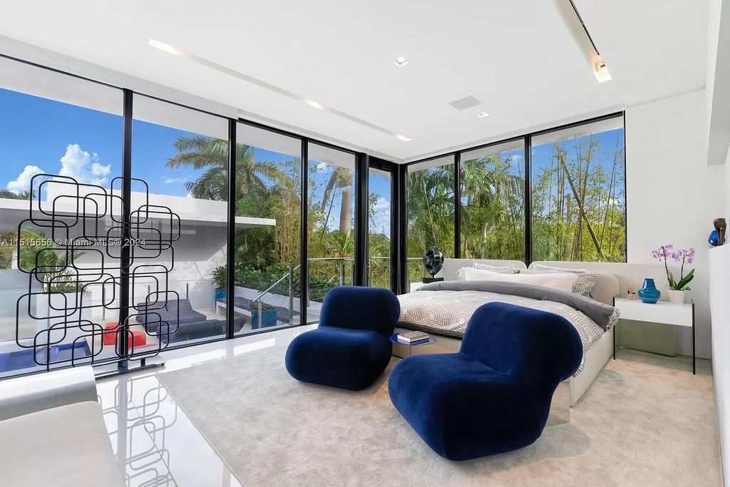 Welcome to 5004 N Bay Rd, a 2016 masterpiece by renowned designer Jennifer Post, blending modern architecture with timeless elegance. This 8-bed, 9-bath waterfront haven on prestigious North Bay Road boasts a stunning atrium courtyard, seamless living spaces, and a gourmet kitchen.