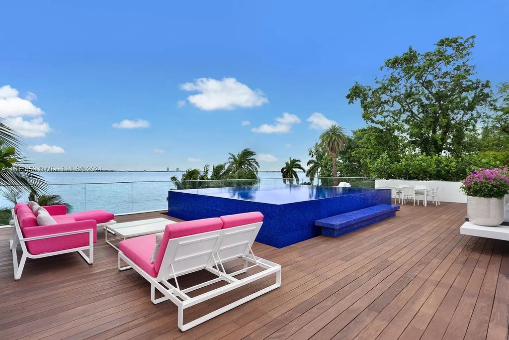 Welcome to 5004 N Bay Rd, a 2016 masterpiece by renowned designer Jennifer Post, blending modern architecture with timeless elegance. This 8-bed, 9-bath waterfront haven on prestigious North Bay Road boasts a stunning atrium courtyard, seamless living spaces, and a gourmet kitchen.
