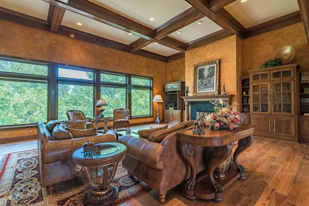 15718 Viberg Road Home in Leo, Indiana. Explore this elegant estate nestled on 11 manicured acres in Leo, IN. With over 11,000 square feet of living space, Venetian plaster walls, hand-scraped wood floors, and custom features throughout, this home offers the ultimate retreat.