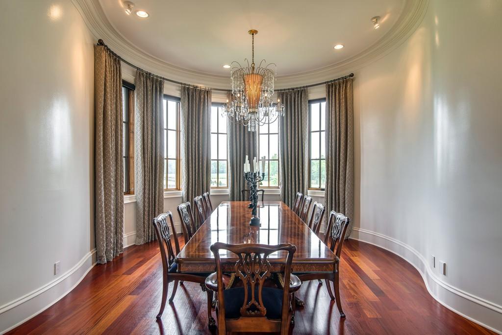 This stunning 20-acre gated estate is in the coveted and bucolic community of Leiper’s Fork in Williamson County. The grand entry features soaring 23-foot ceilings, marble floors and double sweeping staircases. It’s high drama teamed with luxurious beauty. The home has four bedrooms, six full and three half-baths. 3320 Southall Rd, Franklin, TN.