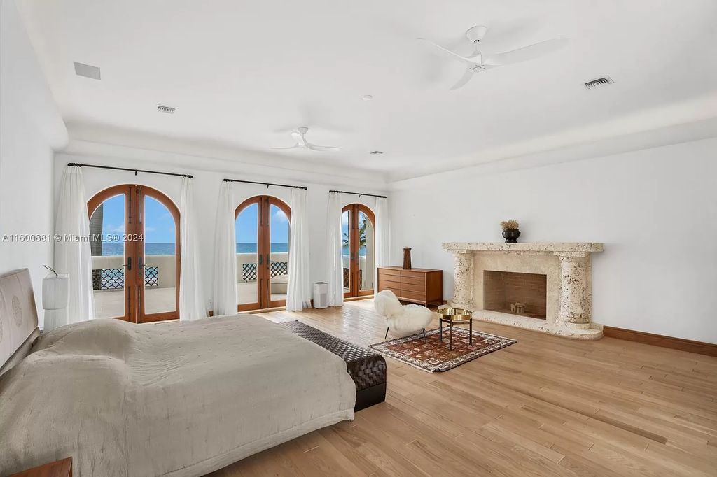 This 11,599 square feet estate on a 41,750 square feet lot includes 150 feet of private ocean frontage.
