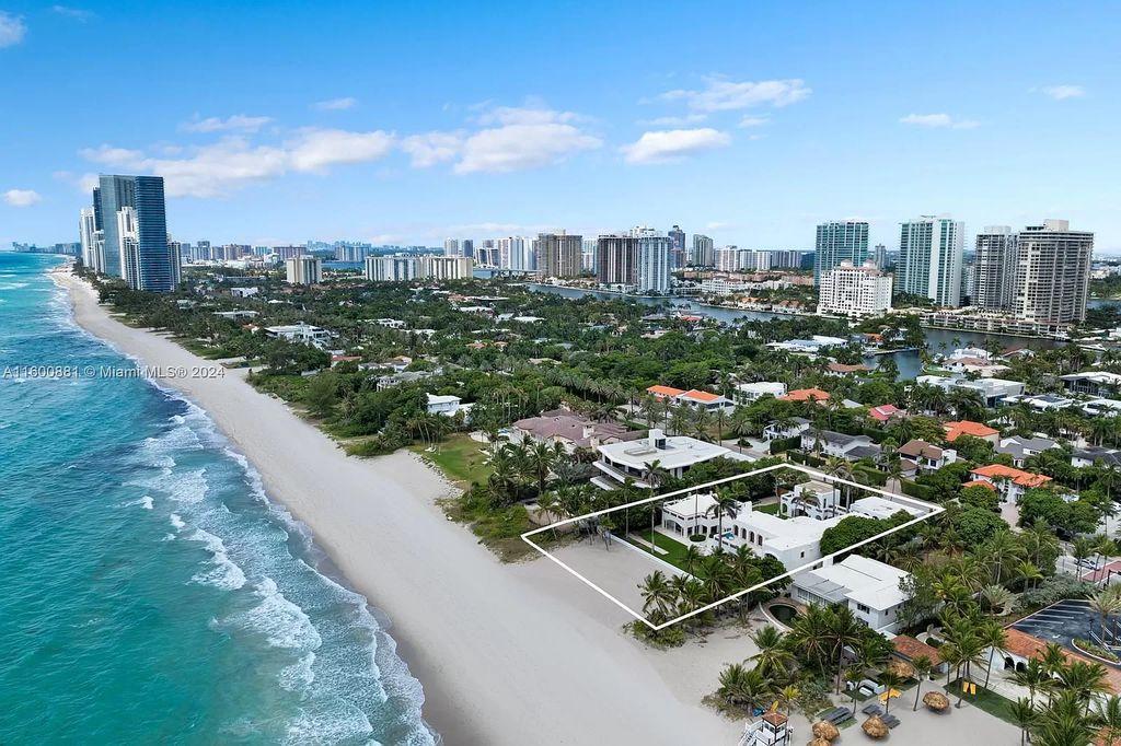 This 11,599 square feet estate on a 41,750 square feet lot includes 150 feet of private ocean frontage.