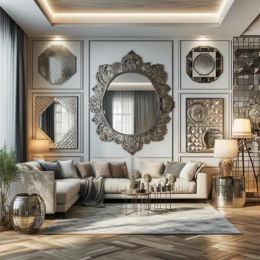 Use a large mirror as a statement piece or a group of smaller mirrors for a more intricate display