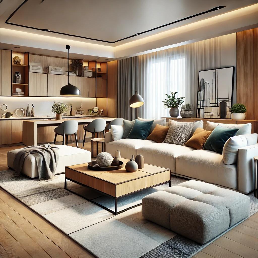 contemporary living room with different furniture