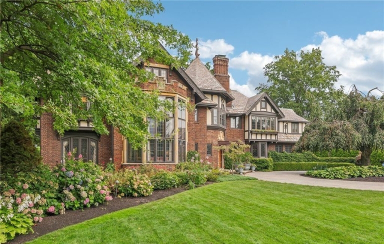 1926 Architectural Marvel with Lake Erie Views & Elegant Gardens for $4