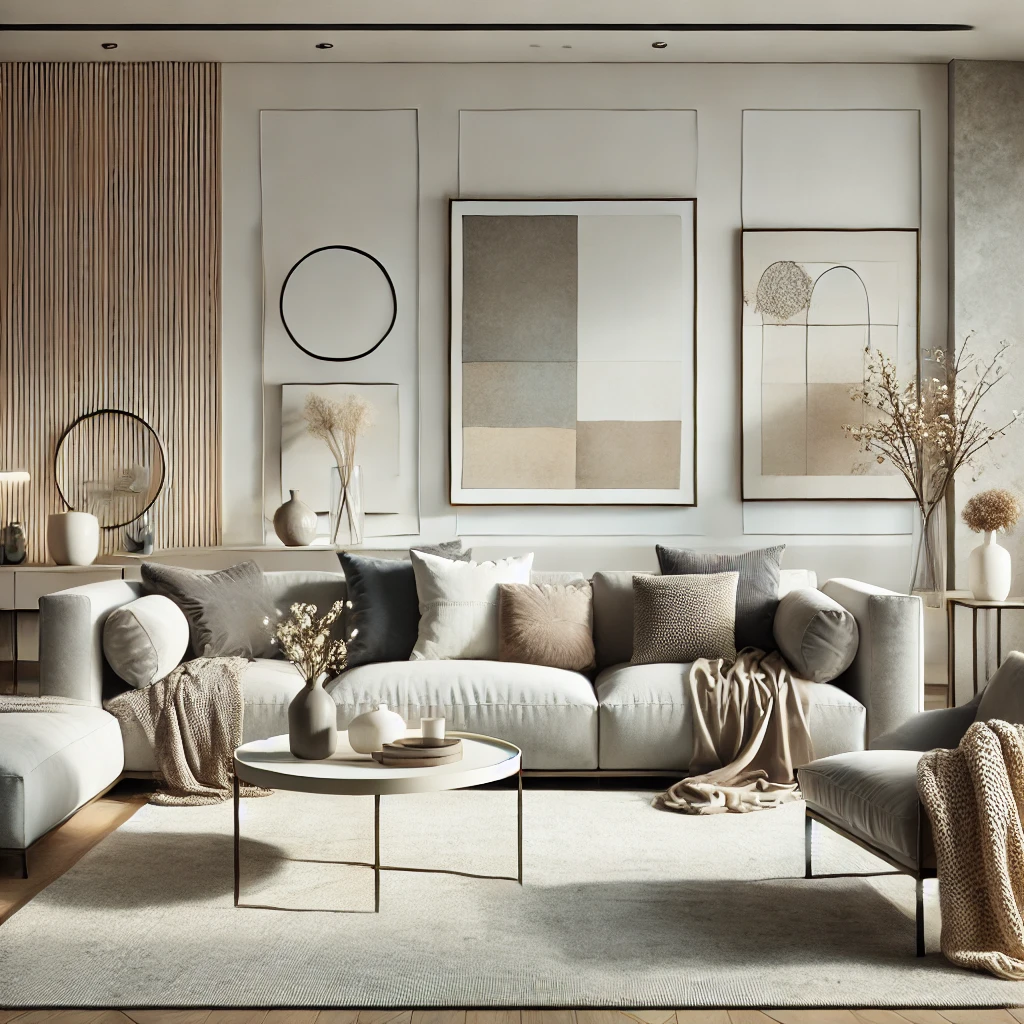 Neutral color palettes create a calm and sophisticated atmosphere in contemporary living rooms.